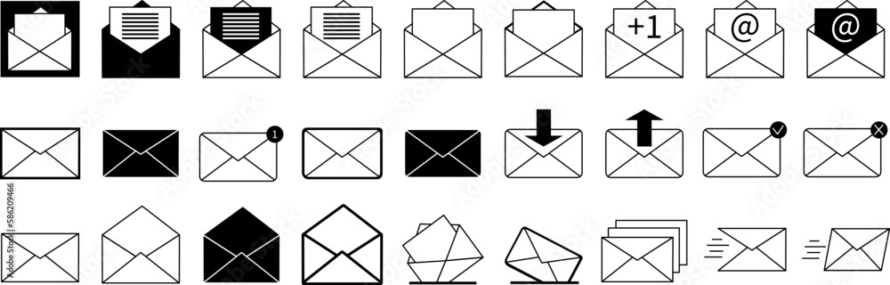 Mail message line icons. E-mail. Mail message line icons. E-mail.