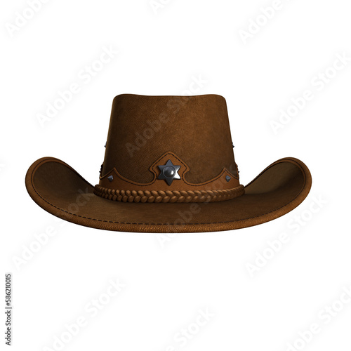 Photos brown leather cowboy hat with silver star