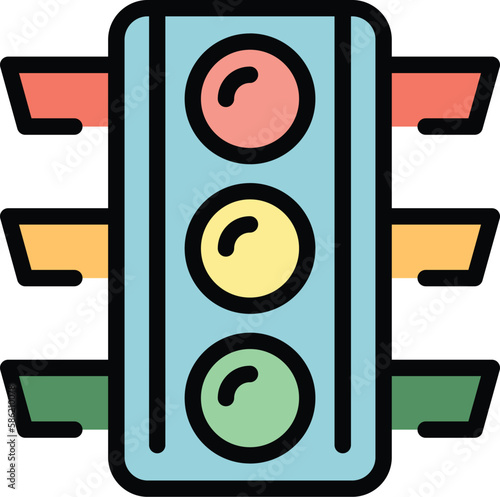 Traffic lights icon. Outline Traffic lights vector icon for web design isolated on white background color flat