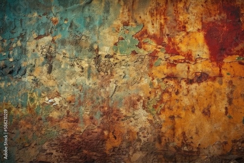weathered wall with a vibrant heart painted on it created with Generative AI technology