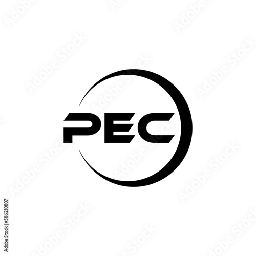PEC letter logo design with white background in illustrator, cube logo, vector logo, modern alphabet font overlap style. calligraphy designs for logo, Poster, Invitation, etc.