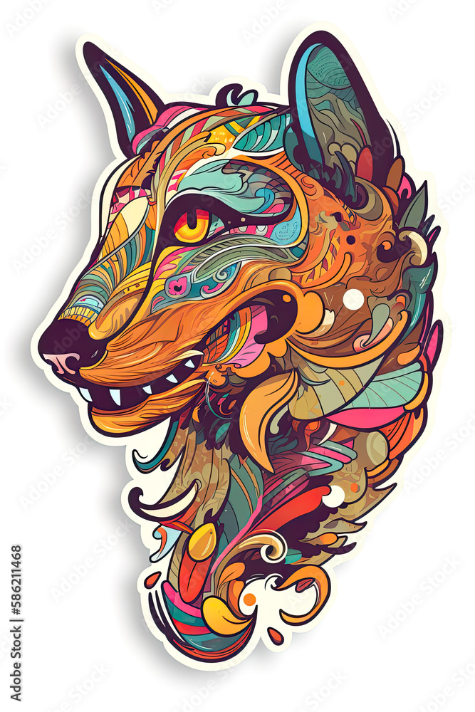 Fototapeta Beautiful t-shirt design of fox, vibrant colors. Generative ai