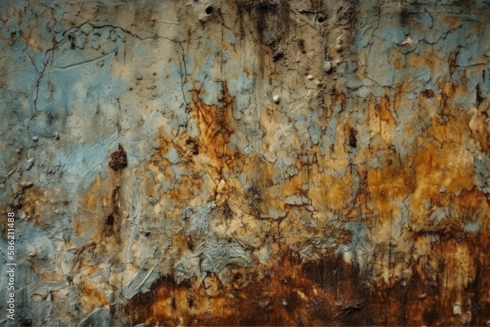 rusty wall covered in peeling paint created with Generative AI technology