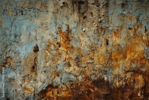 rusty wall covered in peeling paint created with Generative AI technology