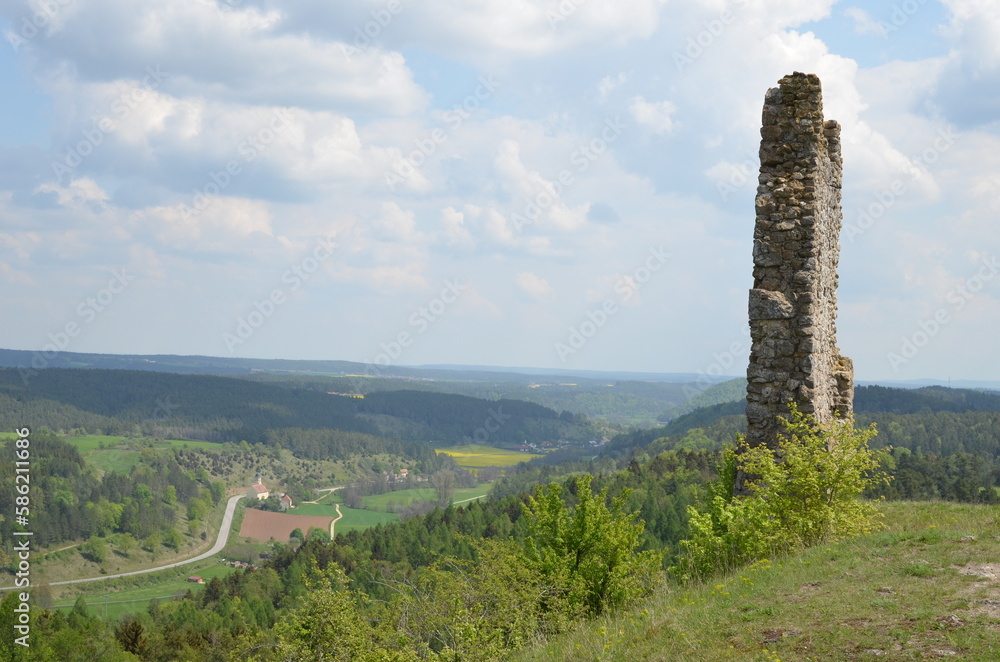 Castle Ruin in germany with landscape in the background