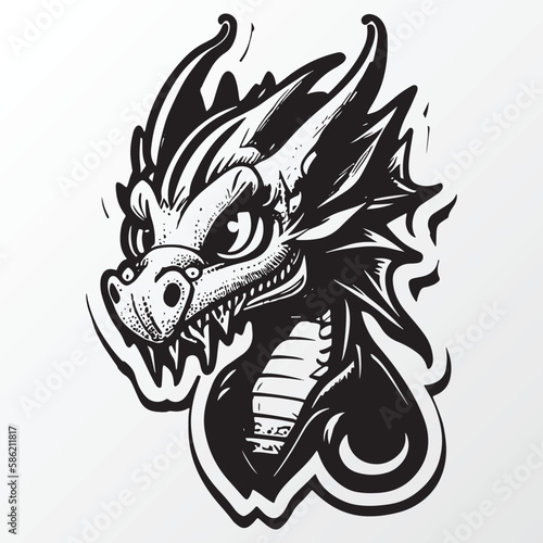 Hand drawn dragon character sketch