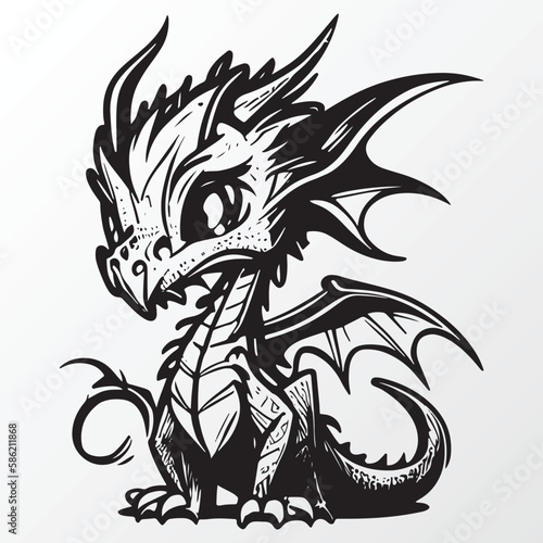 Hand drawn dragon character sketch