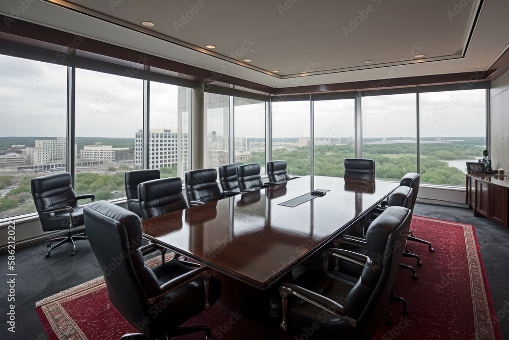 Modern conference room in brown tones. Ai generated. Modern conference room in brown tones. Ai generated.