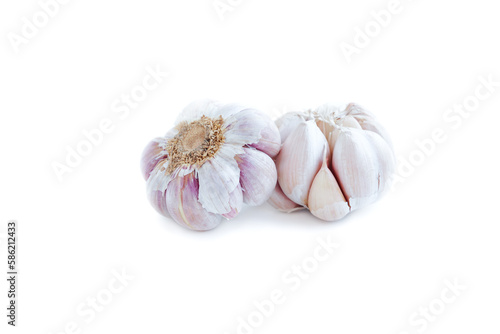 Fresh garlic isolated on white background, Food Ingredient, Organic vegetables, Herbal plant