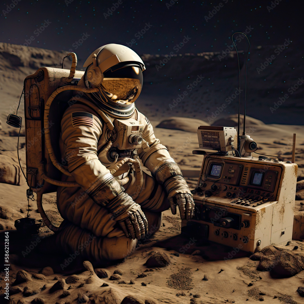 Astronaut, abandoned to his fate in infinite space, with his only