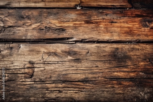 close-up view of a weathered wooden surface with chipped paint created with Generative AI technology