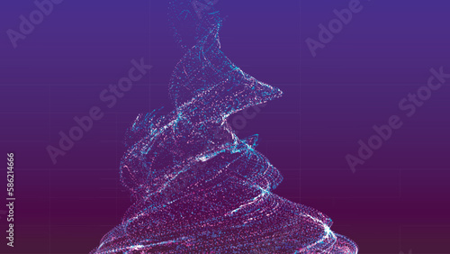 Tornado, abstract digital swirl. Rotating swirling shapes particles. Tornado formation. 3d futuristic vector illustration.