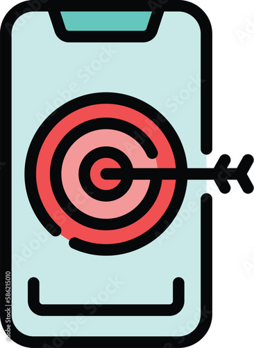 Phone target marketing icon. Outline Phone target marketing vector icon for web design isolated on white background color flat