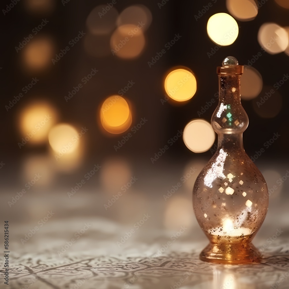 Ramadan kareem with burning candle on arabic lantern,beauty and Ornamental, glowing on Night with bokeh effect, Muslim feast of the holy month, generative ai Ramadan kareem with burning candle on arabic lantern,beauty and Ornamental, glowing on Night with bokeh effect, Muslim feast of the holy month, generative ai