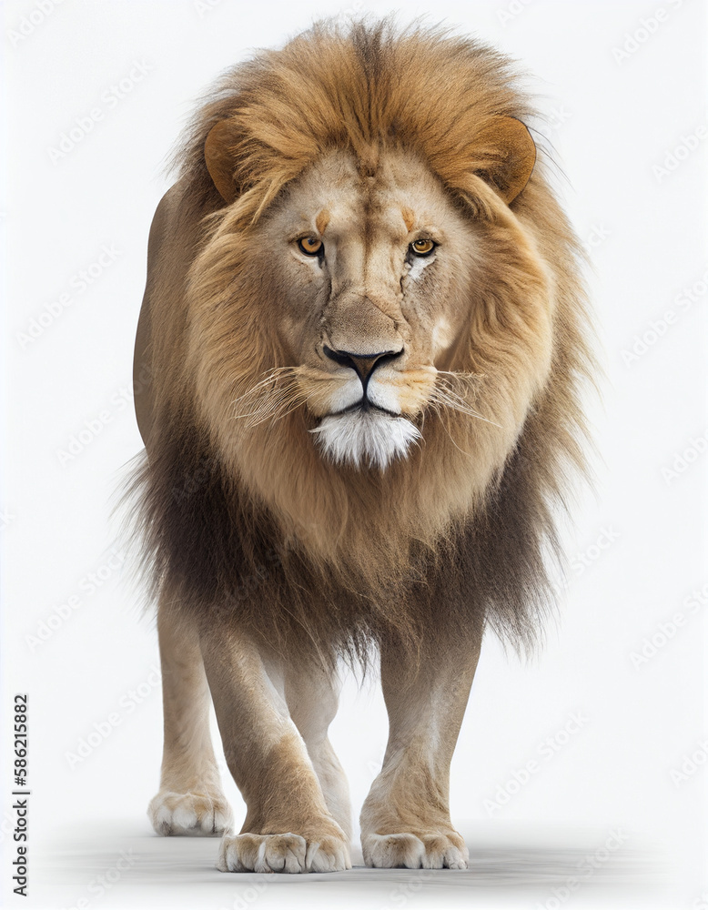 Lion isolated in white background, Generative Ai Lion isolated in white background, Generative Ai