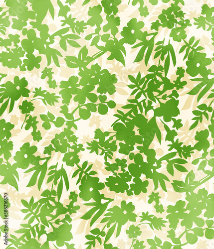Abstract Flowers Silhouette Watercolor Effect Tiny Ditsy Florals Branches Trendy Fashion Design Seamless Pattern Chic Colors