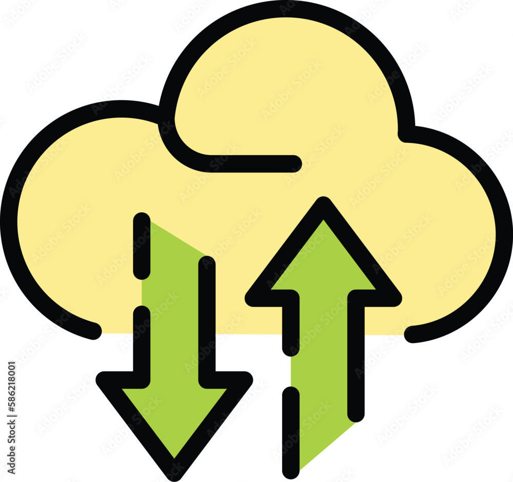 Cloud network communication icon. Outline Cloud network communication vector icon for web design isolated on white background color flat Cloud network communication icon. Outline Cloud network communication vector icon for web design isolated on white background color flat