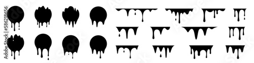 Drip ink. Dripping vector set. Round blob.