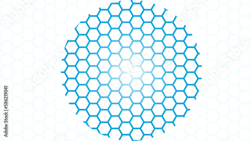 abstract blue hexagon background with circles. colorful white hexagon futuristic background. 