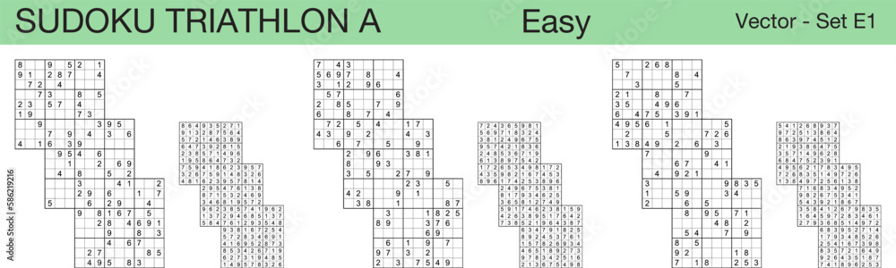 A set of 3 easy scalable sudoku Triathlon A puzzles suitable for kids, adults and seniors and ready for web use, or to be compiled into a standard or large print activity book. A set of 3 easy scalable sudoku Triathlon A puzzles suitable for kids, adults and seniors and ready for web use, or to be compiled into a standard or large print activity book.