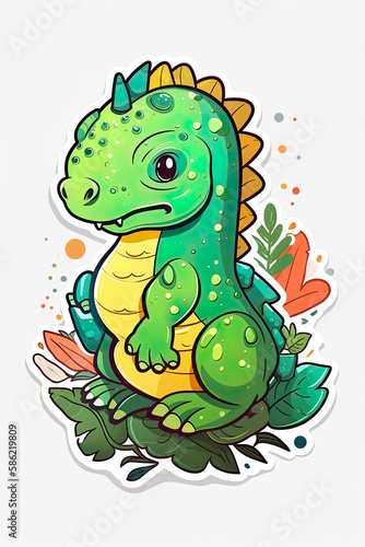 Cute reptile colorful design  detailed t-shirt art. Generative ai