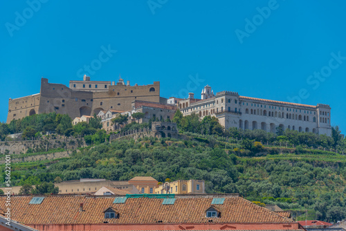 Castel Sant'Elmo overlooking Italian town Naples photo