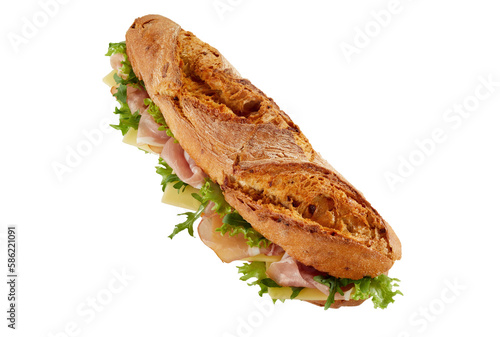 Ham and cheese baguette