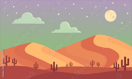 Night View of a Desert Landscape 