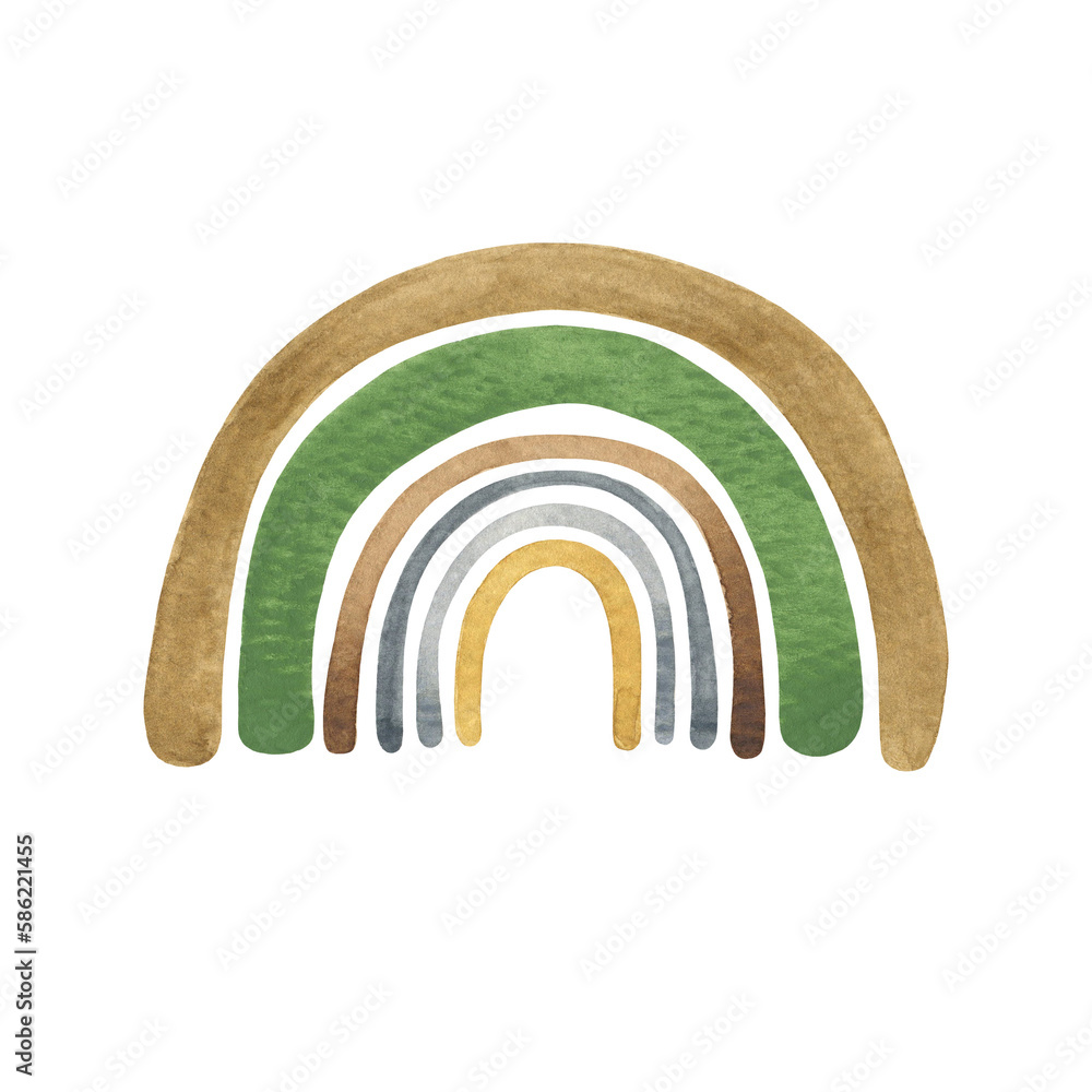 Rainbow cute nursery watercolor simple illustration in hand drawn style, trendy children ornament for baby shower, nursery decor, party, cards, invitations, papercraft, positive design Rainbow cute nursery watercolor simple illustration in hand drawn style, trendy children ornament for baby shower, nursery decor, party, cards, invitations, papercraft, positive design