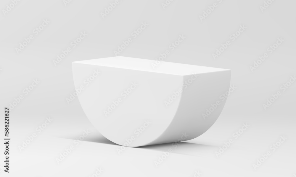 3d podium white unstable semicircle platform basic foundation for product presentation vector 3d podium white unstable semicircle platform basic foundation for product presentation vector