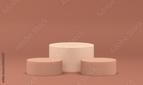 3d podium cylinder geometric foundation three stand minimal award arena realistic vector