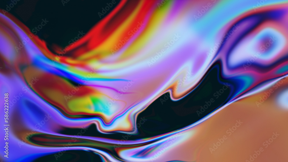 Fototapeta premium neon holographic liquid with black tints