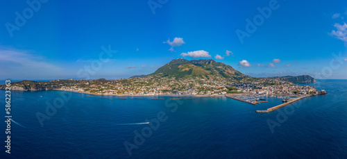 Fototapeta Naklejka Na Ścianę i Meble -  Monte Epomeo over Italian city Forio at Ischia island