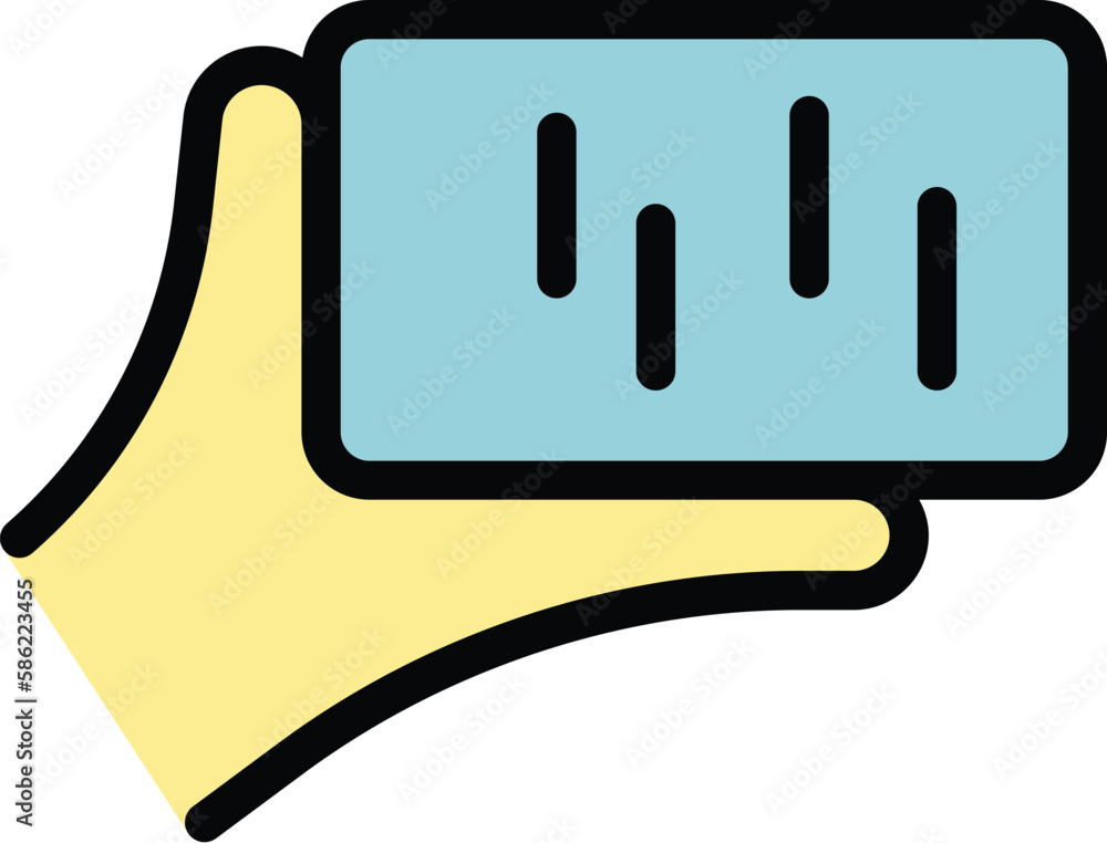 Hand holding cellphone icon outline vector. Phone device. Hold smartphone color flat Hand holding cellphone icon outline vector. Phone device. Hold smartphone color flat