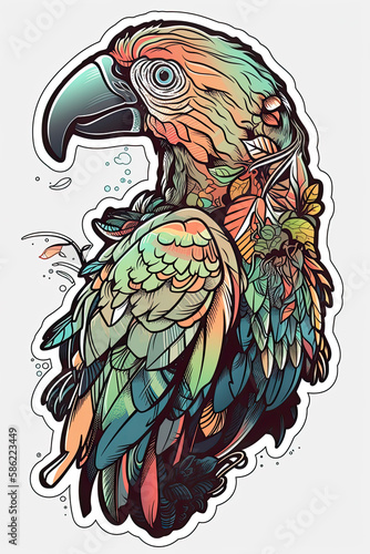 Gorgeous birds sticker design, owl, eagle, flying apex predators. Generative ai photo