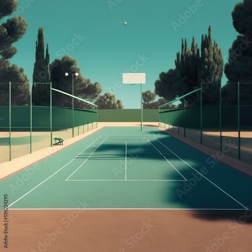 Tennis court. AI generated
