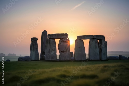 Stonehenge at sunset, generative AI
