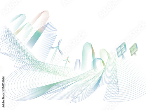 Curve Wavy Line A009_ESG ECO city on hill with ECO element shows the environmental protection vector illustration graphic EPS 10