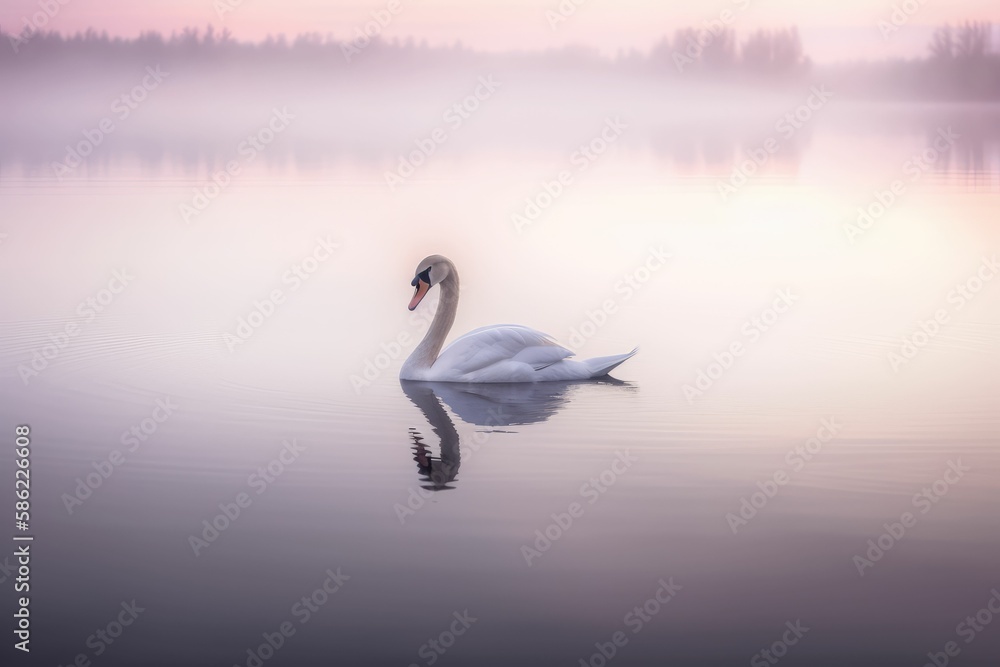 Obraz premium swans on the lake, generative AI