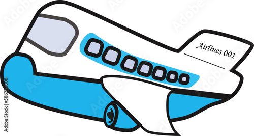 Flat Cartoon Organic Hand Drawn Airplane