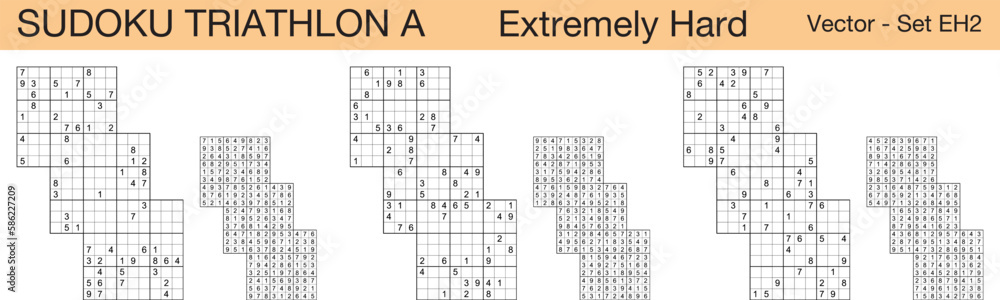 A set of 3 extremely hard scalable sudoku Triathlon A puzzles suitable for kids, adults and seniors and ready for web use, or to be compiled into a standard or large print activity book. A set of 3 extremely hard scalable sudoku Triathlon A puzzles suitable for kids, adults and seniors and ready for web use, or to be compiled into a standard or large print activity book.
