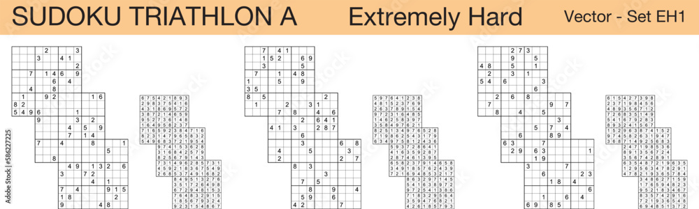 A set of 3 extremely hard scalable sudoku Triathlon A puzzles suitable for kids, adults and seniors and ready for web use, or to be compiled into a standard or large print activity book. A set of 3 extremely hard scalable sudoku Triathlon A puzzles suitable for kids, adults and seniors and ready for web use, or to be compiled into a standard or large print activity book.