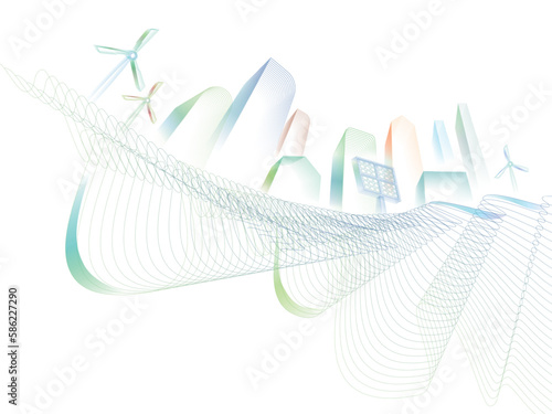 Curve Wavy Line A010_ESG ECO city on step with ECO element shows the environmental protection vector illustration graphic EPS10