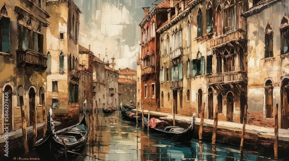 Venice Rome old painting, generative AI