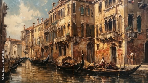 Venice Rome old painting, generative AI © legendexpert