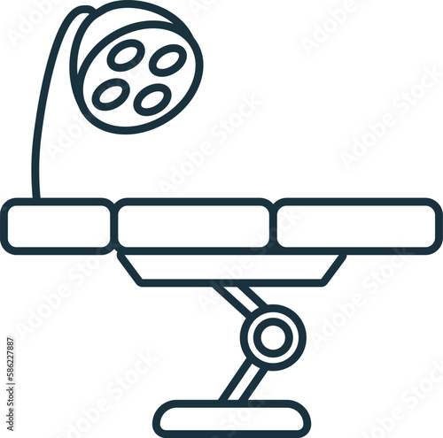 Surgical Table line icon. Element sign from transplantation collection. Flat Surgical Table outline icon sign for web design, infographics and more.