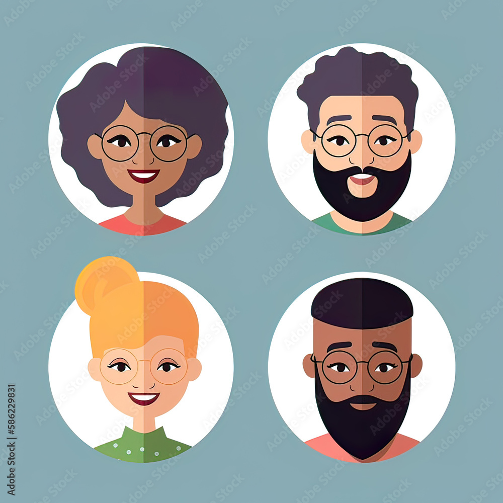 Diversity in office, cartoon avatar. Generative ai Diversity in office, cartoon avatar. Generative ai