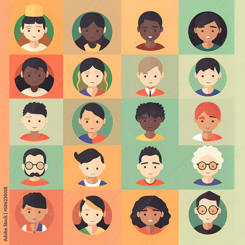 Diversity of office workers. cartoon avatar. Generative ai Diversity of office workers. cartoon avatar. Generative ai