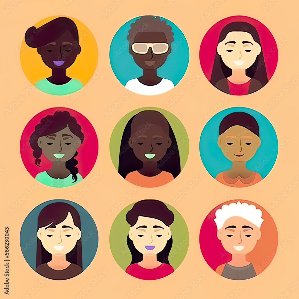 Diversity of office workers. cartoon avatar. Generative ai Diversity of office workers. cartoon avatar. Generative ai