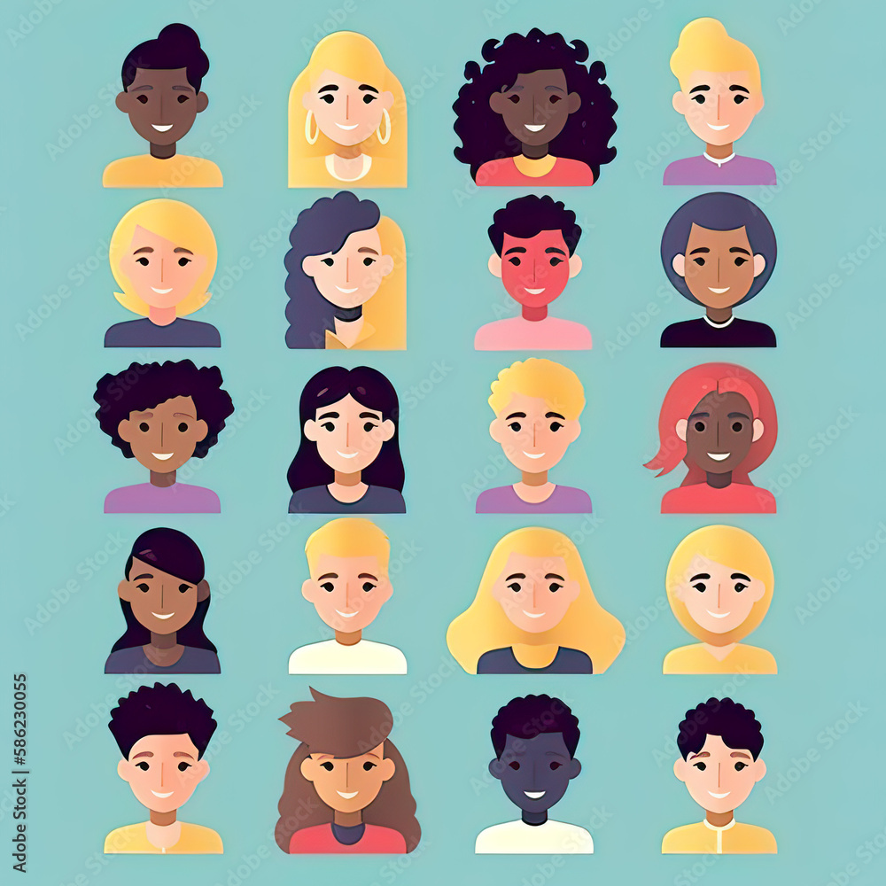Diversity of office workers. cartoon avatar. Generative ai Diversity of office workers. cartoon avatar. Generative ai